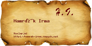 Hamrák Irma névjegykártya